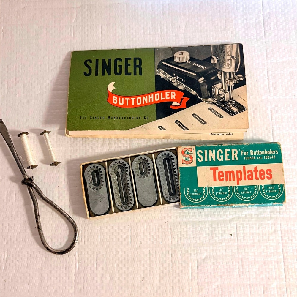 Vintage Singer Buttonholer Templates 160668 & Instruction Manual 160506 Set